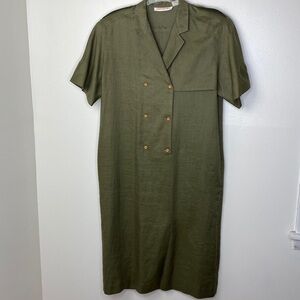Vintage Olive Green Midi Dress
